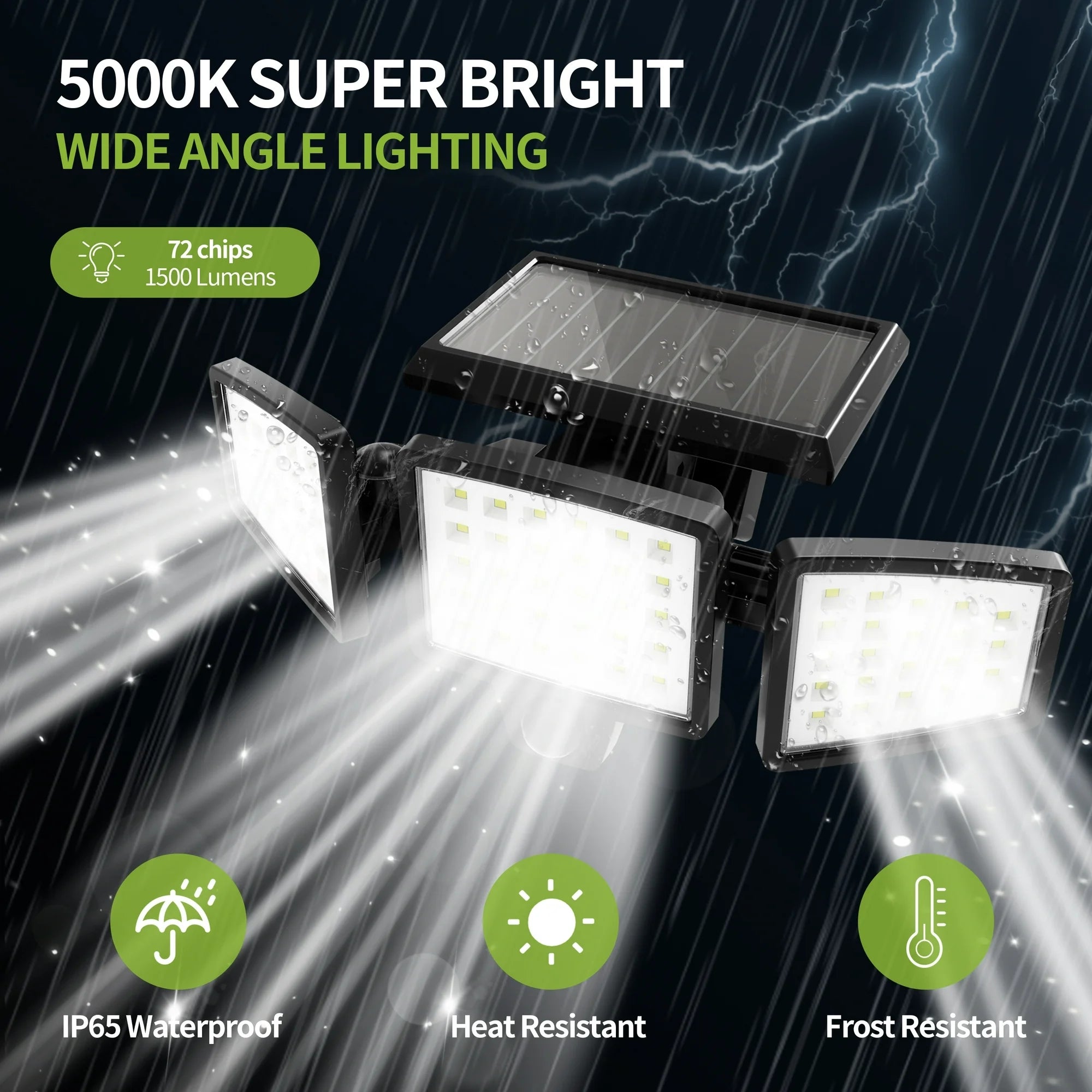 Pinegreen Lighting 1500 Lumen 3-Head Solar Security Motion Light