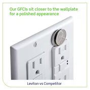 Leviton 20 Amp SmartlockPro Self-Test Slim GFCI Outlet with Audible Trip Alert, White