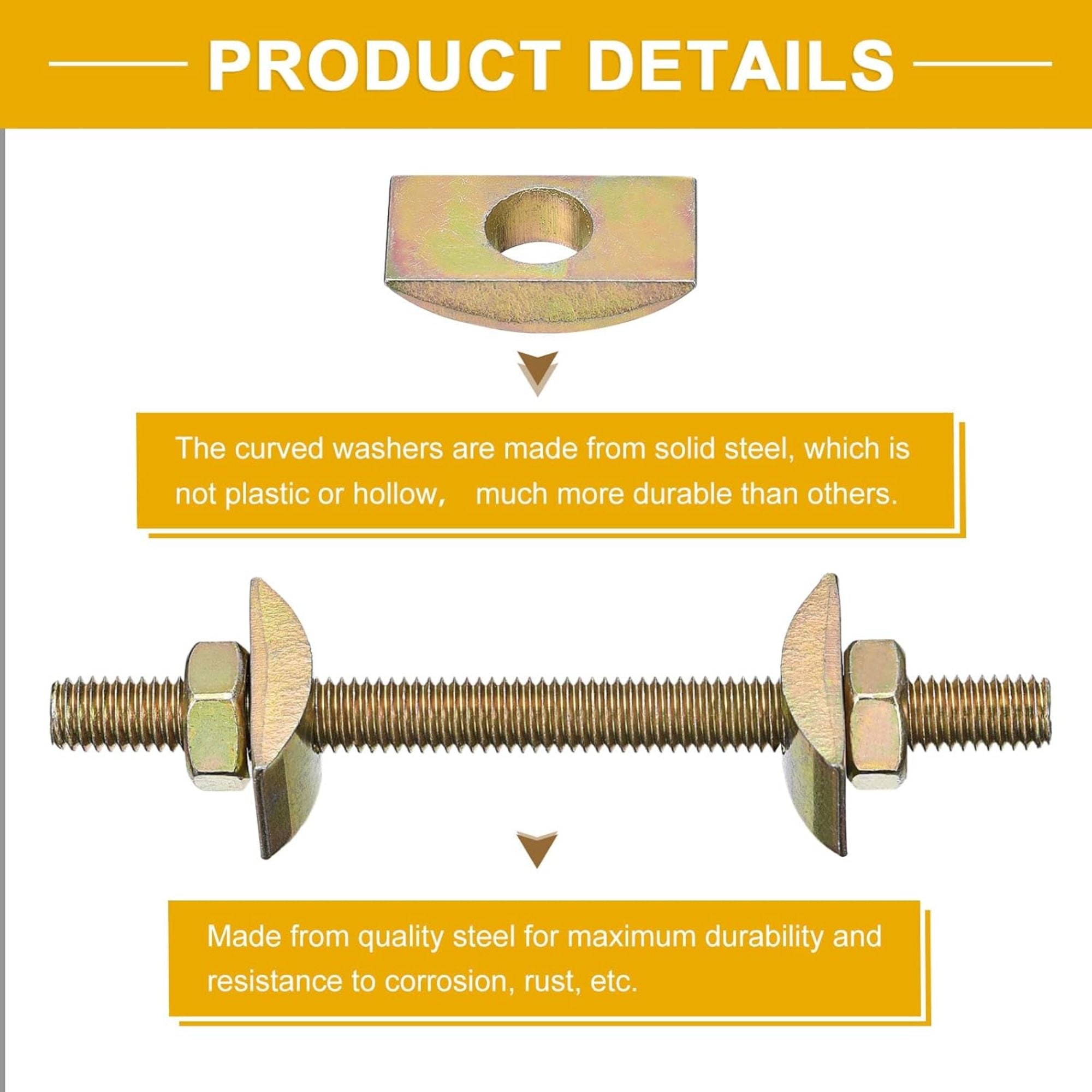 uxcell 5/16" x 4" Countertop Connector Kit – 30pcs Stainless Steel Desktop/Tabletop Fastener Set – Gold
