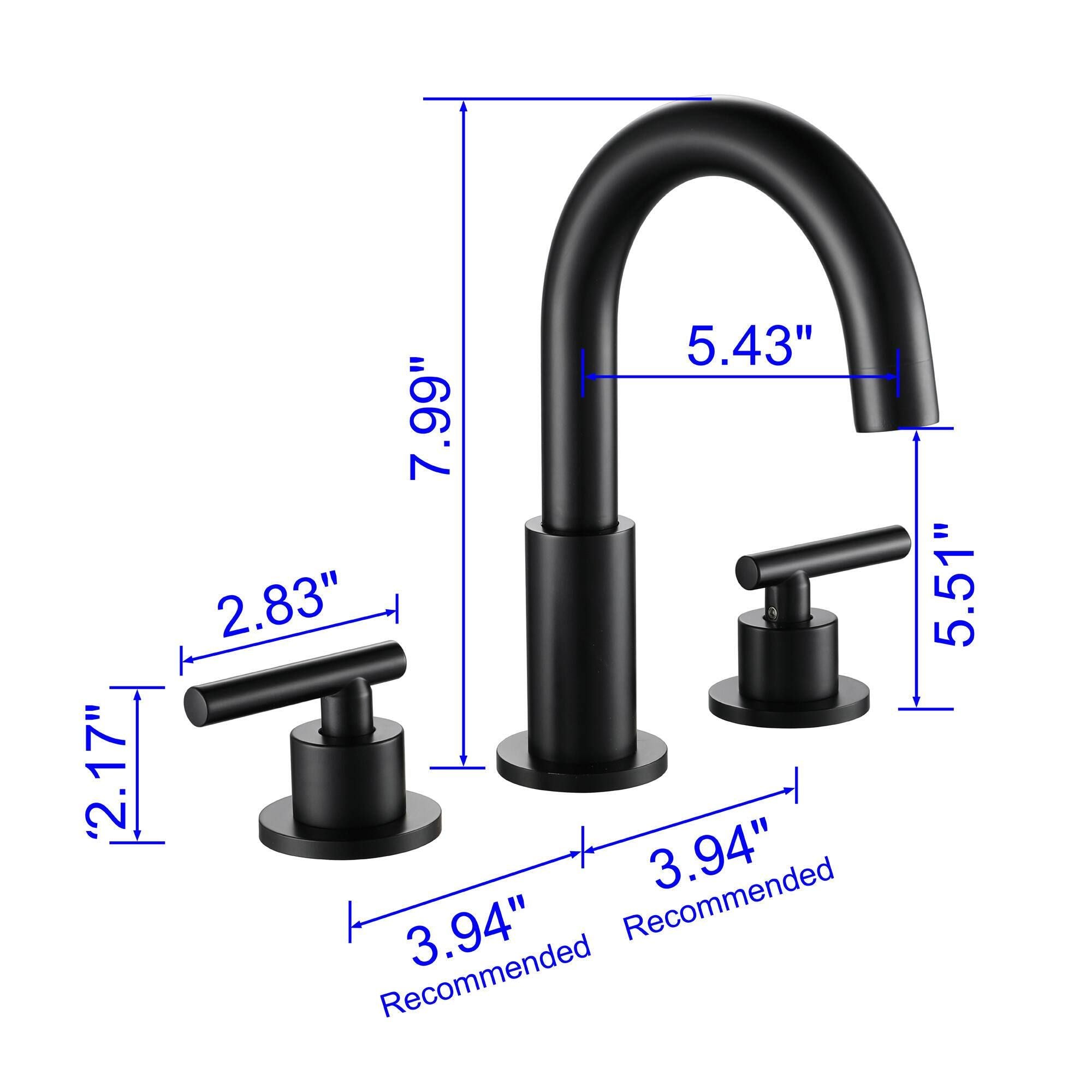 Inner Decor Widespread 2-Handle 3-Hole Bathroom Faucet in Matte Black – 1-Pack (Drain Kit Not Included)