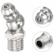 uxcell 45 Degree Grease Fittings – M8 x 1mm Thread, Nickel-Plated Iron, Hydraulic Accessories, 10 Pcs – Silver