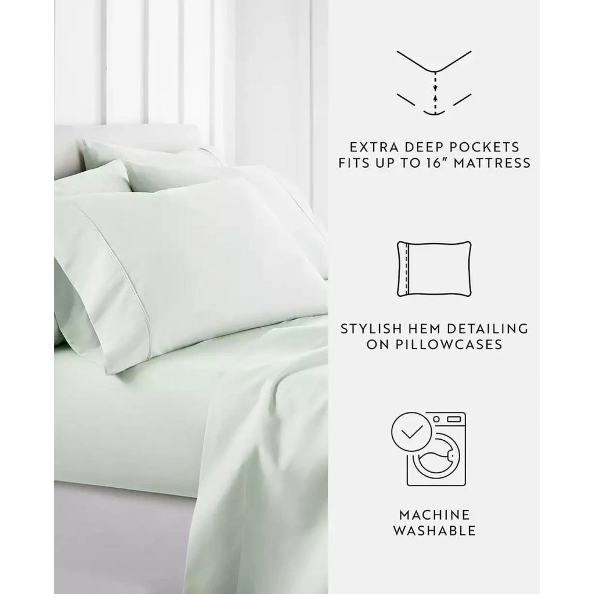 Kaycie Gray Microfiber 4-Pc. Sheet Set, Twin - Light Green