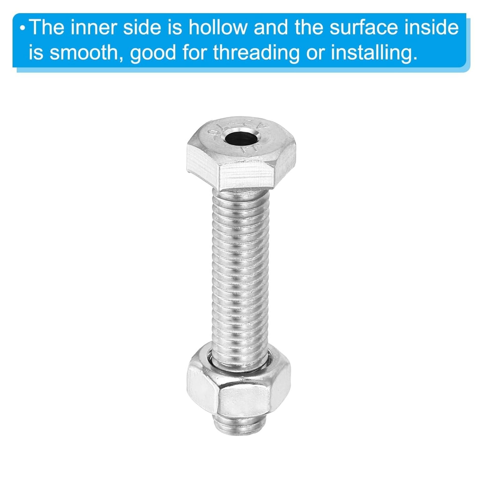 PATIKIL M8x40mm Hollow External Hexagon Screws – 30 Sets with Nuts, 304 Stainless Steel Set of 30