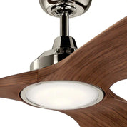 Kichler 300365 Imari 65" 3-Blade Indoor/Outdoor Ceiling Fan – Polished Nickel, LED Light Kit & Wall Control