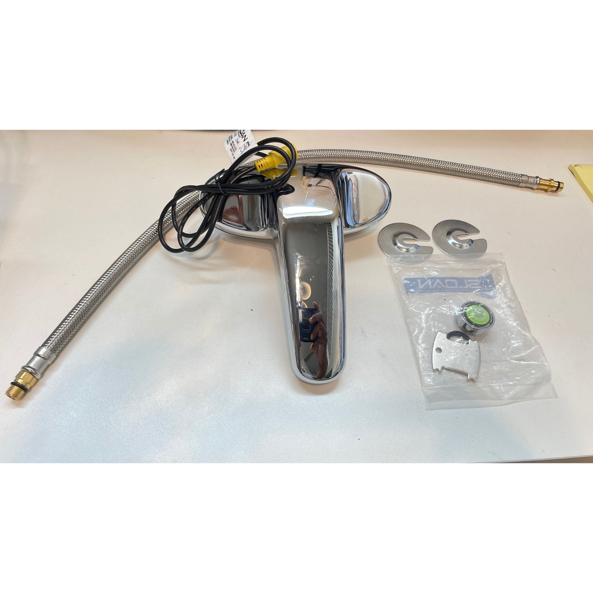 SLOAN EBF-650-BAT-TEE-CP-0.5GPM-MLM-IR-FCT Sensor Faucet – Chrome, 3-Hole Low Arc, Battery Powered