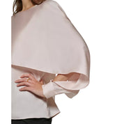 DKNY Women's Cape-Overlay Crewneck Top, Rosette Szie - M