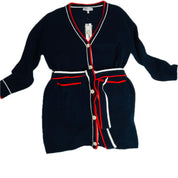 Vigoss Women's Long Retro Cardigan with Pockets & Trendy Buttons – Blue, Small