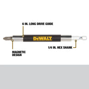 DEWALT DW2055SD 4-Piece Magnetic Drive Guide Set – 1-Inch Allen Bit, Yellow Metal Construction