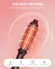 Avvnee Thermal Brush Curling Iron – 1.26" Heated Round Brush for Long Hair – 10 Temp Settings, 30s Fast Heat, Anti-Scald Design