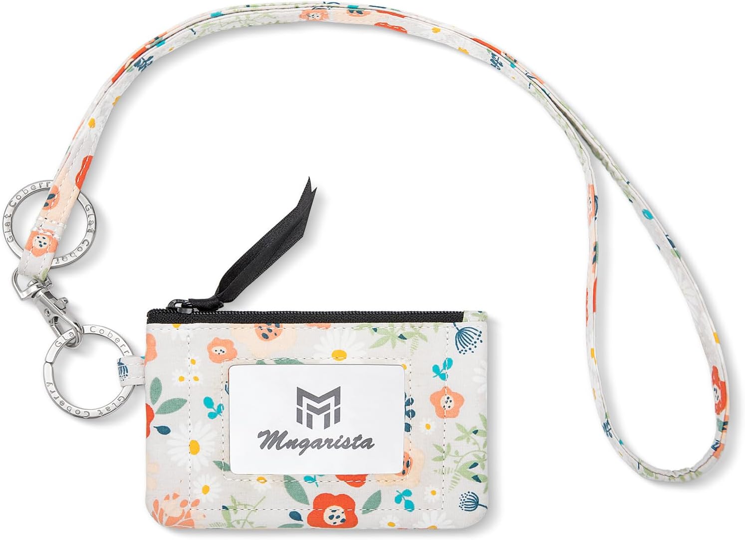 MNGARISTA Zip ID Case with Lanyard – Cotton Wallet & ID Holder – Pastoral Scene Compact Design with Clasp & Zip Closure
