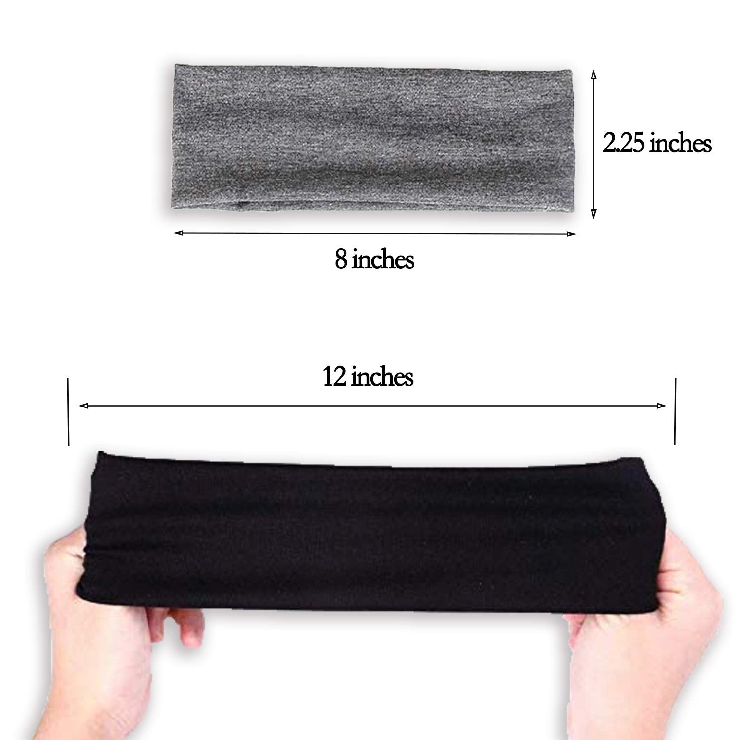 DERAYEE 6-Pack Black & Multicolor Stretch Headbands – Non-Slip Elastic Cotton Hair Bands for Women, Men & Girls