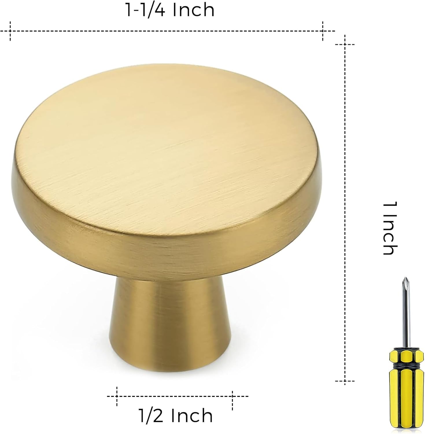 Ravinte 30-Pack Round Cabinet Knobs – Brushed Brass Gold Drawer Pulls for Kitchen & Dresser
