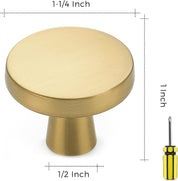 Ravinte 30-Pack Round Cabinet Knobs – Brushed Brass Gold Drawer Pulls for Kitchen & Dresser