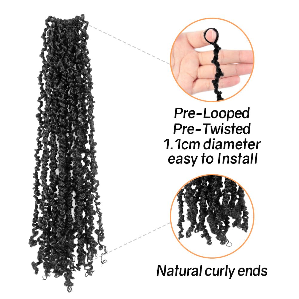 12-Inch Yanky Twist Crochet Hair – 10 Packs Pre-Twisted Mini Spring Senegalese Twist Braids – Natural Black (1B)