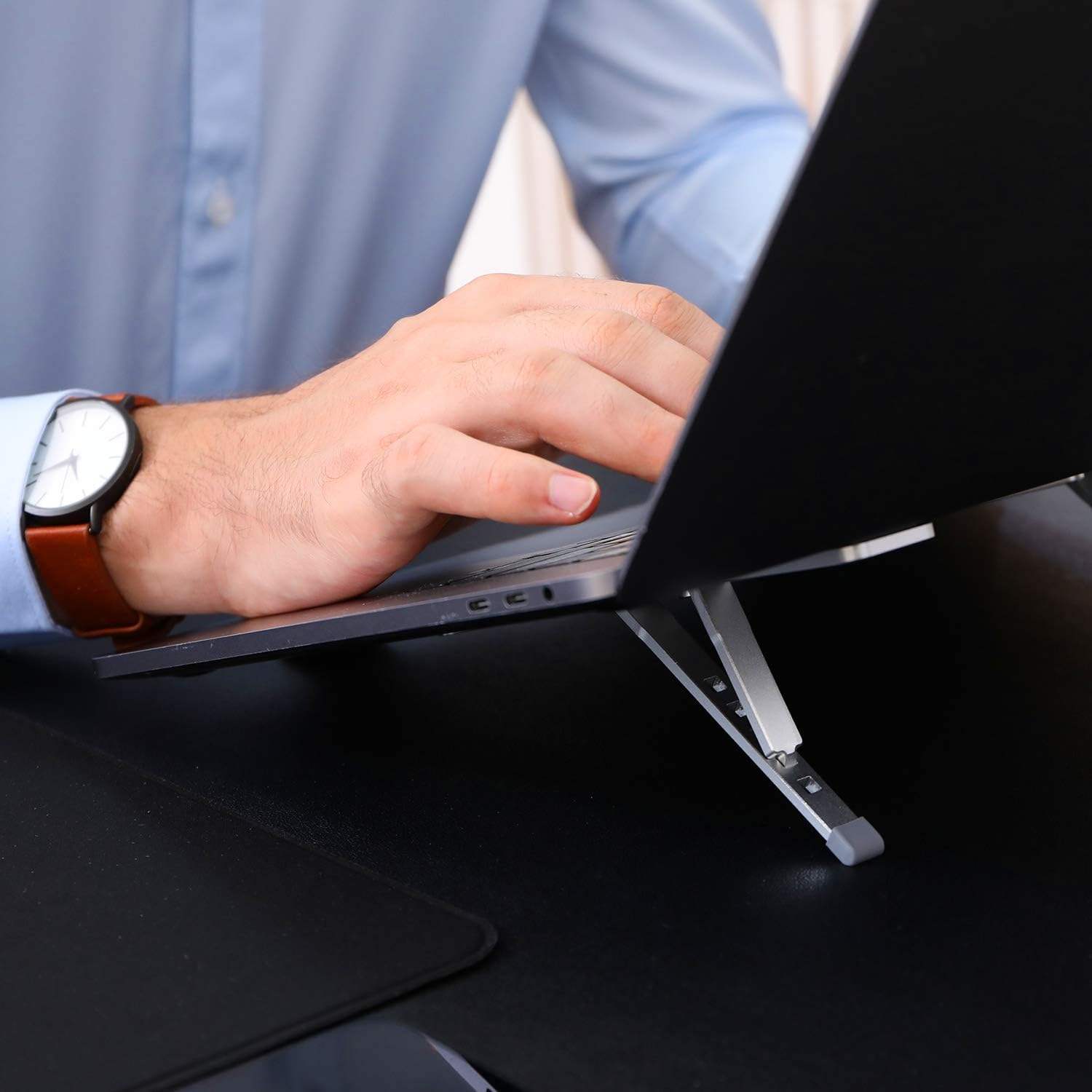 Steady Portable Laptop Stand – Foldable Aluminum Riser for Laptops & Tablets up to 15.6", Lightweight & Durable with Carry Pouch