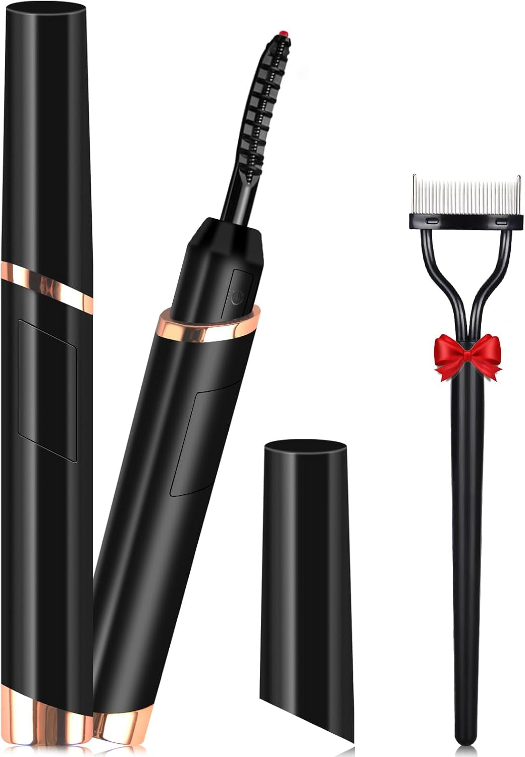 Heated Eyelash Curlers – Rechargeable Electric Lash Curler with Eyelash Comb, Updated Model, Black