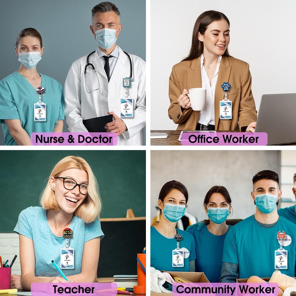 ERHACHAIJIA Retractable Badge Reel – Funny Silver Glitter ID Holder for Ultrasound Technicians, Nurses