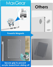 Small Magnetic Dry Erase Board for Refrigerator – 12" x 8" Clear Acrylic Whiteboard with 4 Markers & Cloth, Fridge Memo/Planner/Menu Board