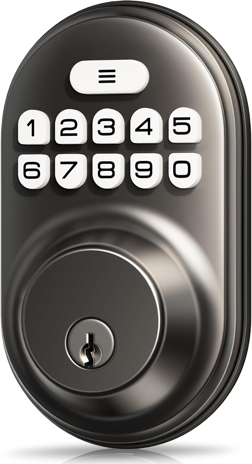 Veise Keyless Entry Door Lock – Electronic Keypad Deadbolt with Auto Lock, Anti-Peeking Password, Backlit Keypad & Spare Keys, Matte Black