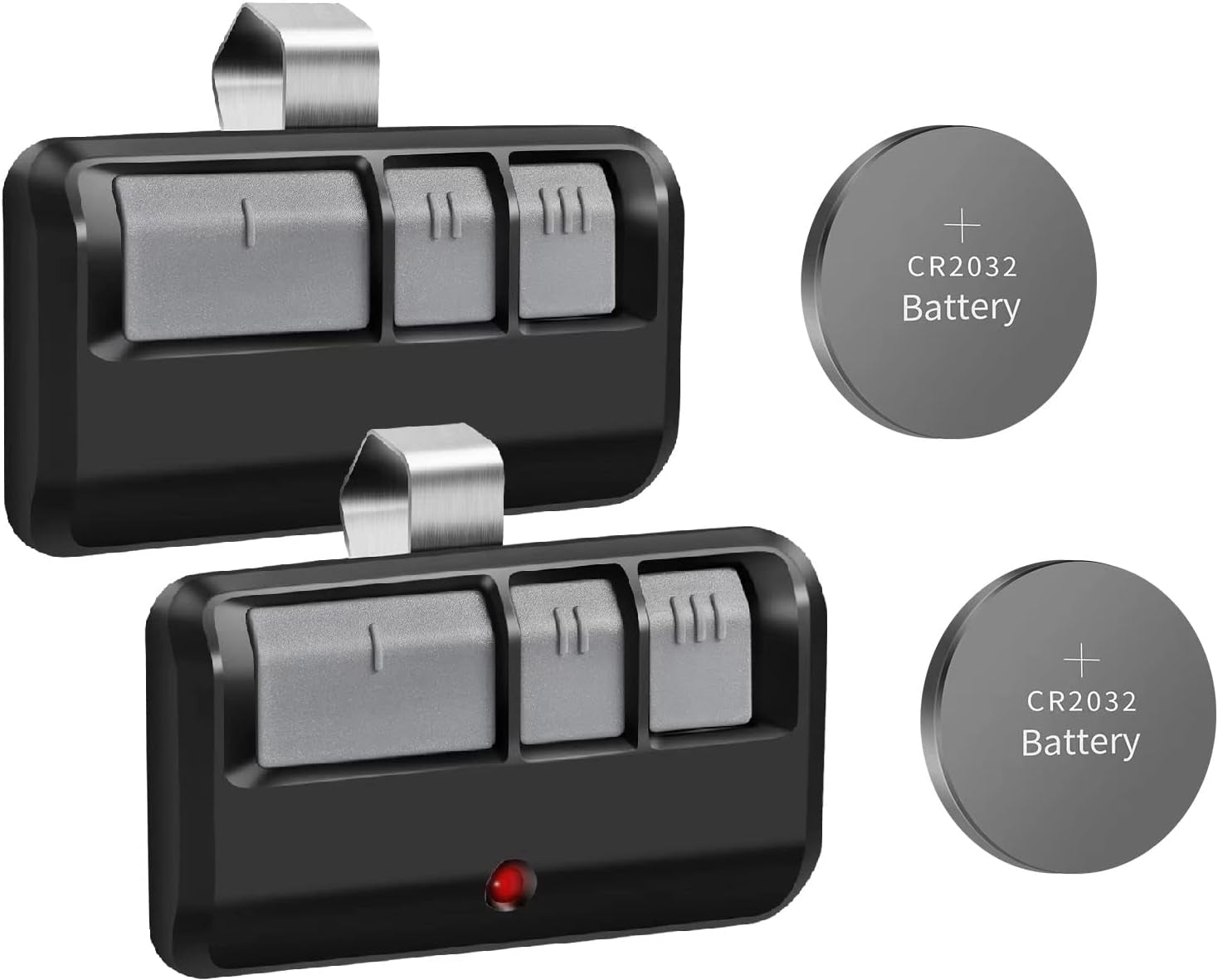 2-Pack Replacement Garage Door Opener Remote – Compatible with LiftMaster, Chamberlain, Sears, Craftsman – Includes Battery & Visor Clips – Works from 1993 to Present