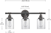 Globe Electric Camden 5-Piece All-in-One Bathroom Set – Vanity Light with Seeded Glass Shades & Accessories