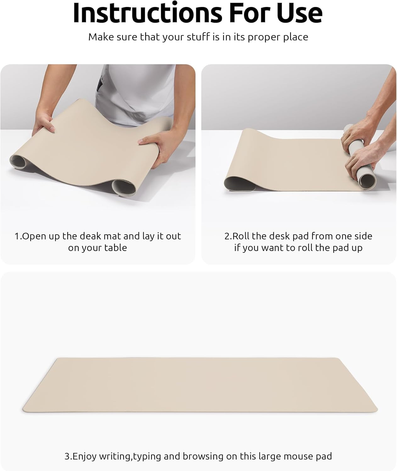 Leather Desk Pad Protector – Large PU Leather Desk Mat (23.6" x 13.8") – Waterproof, Non-Slip Writing Pad for Office & Home
