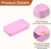 uxcell 4 Pcs Metal Tin Box Container – 2.4x1.3x0.4 Inch Slide Top Mini Storage Boxes for Candy, Cosmetics, Crafts (Pink)