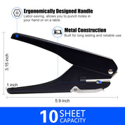 JIKIOU Hole Punch, Upgraded All-Metal Construction Hole Punch, Hole Puncher for DIY Crafts Paper (Elliptical Aperture: 0.6 x 0.16 inch)