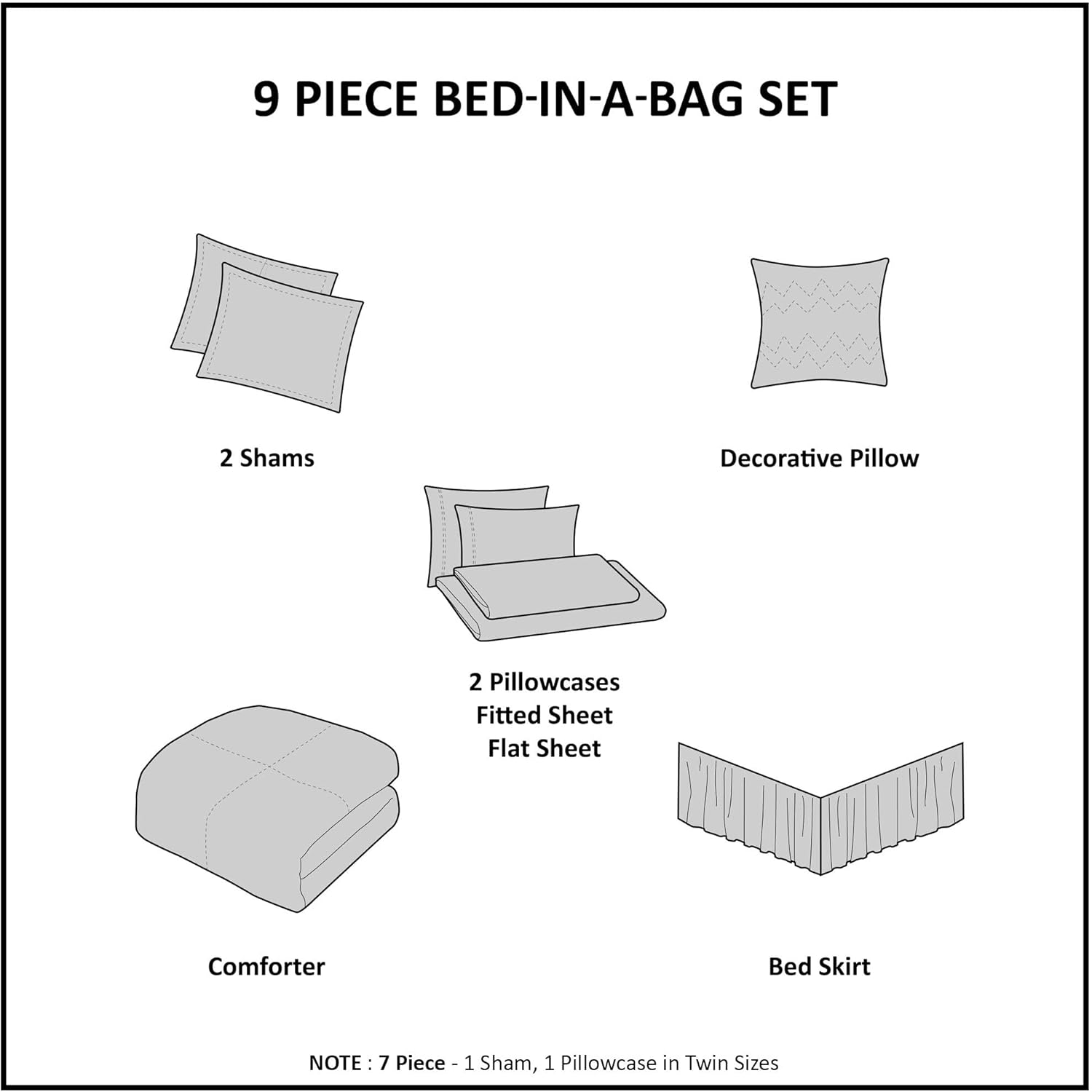 Madison Park Essentials Maible 9-Piece Bed in A Bag Comforter Set – Queen (90" x 90")