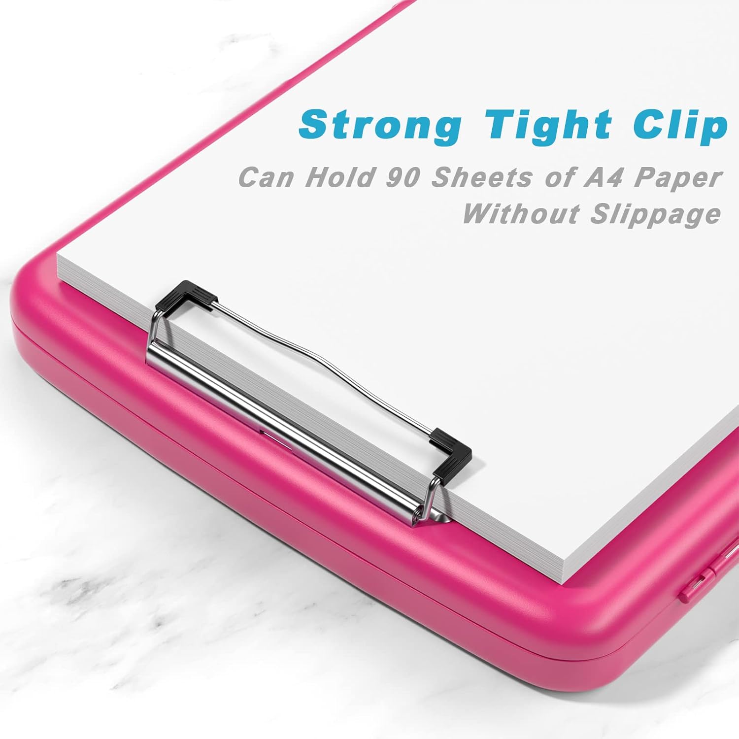 Rimilak Plastic Clipboard with Storage – 8.5 x 11 High Capacity Side-Opening Folio Nursing Case with Pen Holder – Red