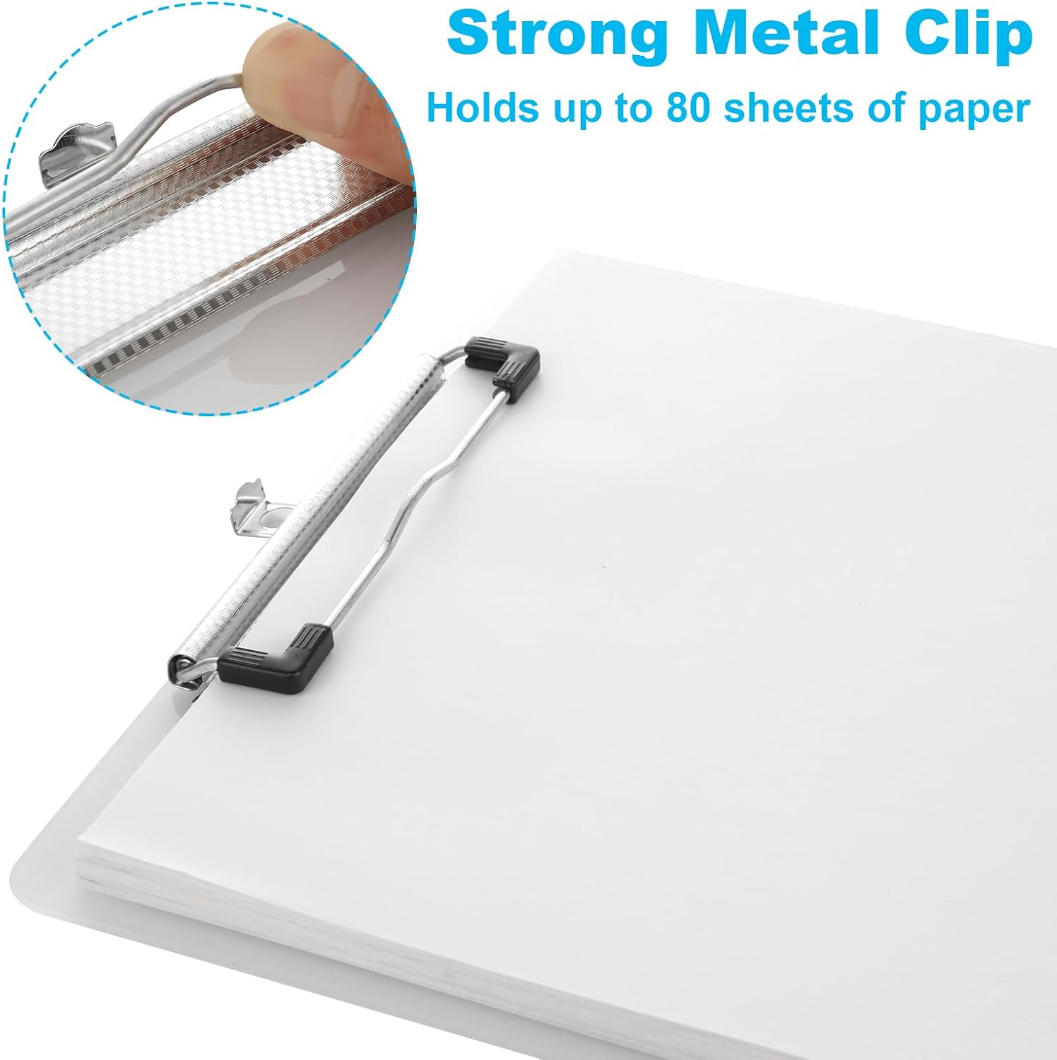 4-Pack Plastic Clipboards – 12.6" x 9" Transparent Hardboard with Low Profile Metal Clip, Office Whiteboard Clipboards for Classroom & School Supplies