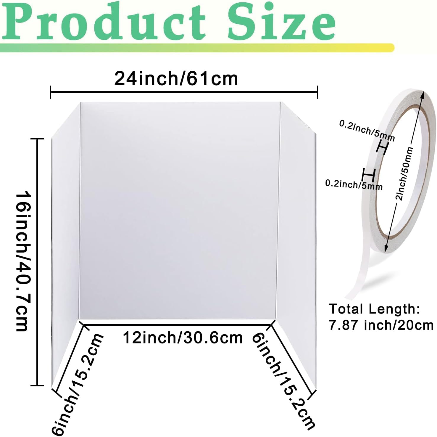 Medium Trifold Poster Board 24 x 16 inches – Corrugated Presentation Display with Double-Sided Tapes for School Projects & Science Fairs