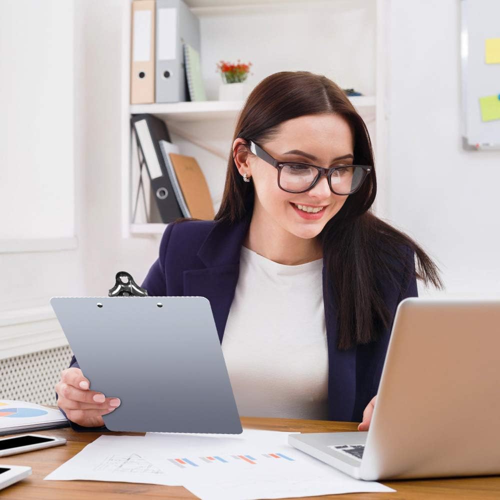 Heavy Duty Metal Clipboard – Rust-Proof Aluminum Plate with High-Capacity Low Profile Clip, Fits Letter Size & A4 Paper (Single Plate)