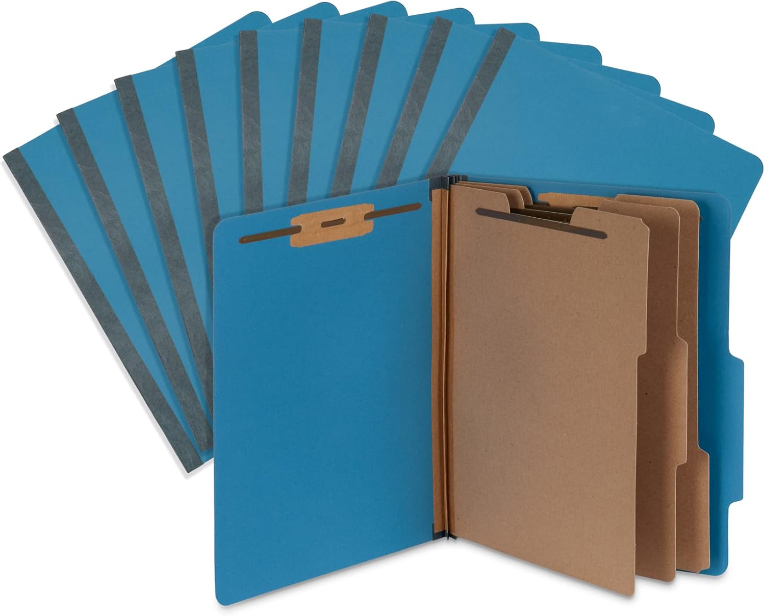 Blue Summit Supplies Dark Blue Classification Folders – Letter Size with 3 Dividers & 2-Inch Tyvek Expansion – Medical/Client File Organizer, Lease Folder – 10-Pack