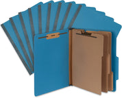 Blue Summit Supplies Dark Blue Classification Folders – Letter Size with 3 Dividers & 2-Inch Tyvek Expansion – Medical/Client File Organizer, Lease Folder – 10-Pack