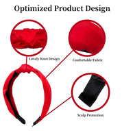 Knotted Satin Headband for Women & Girls – Red, 1pc