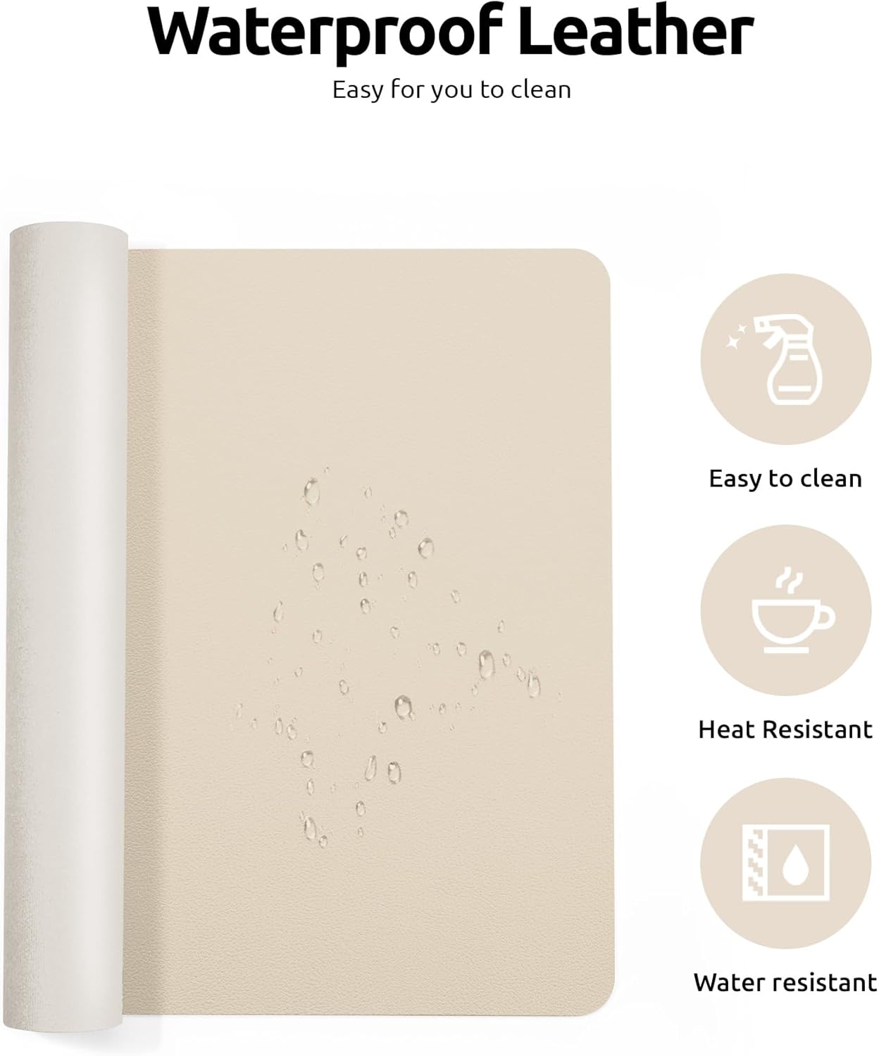 Leather Desk Pad Protector – Large PU Leather Desk Mat (23.6" x 13.8") – Waterproof, Non-Slip Writing Pad for Office & Home