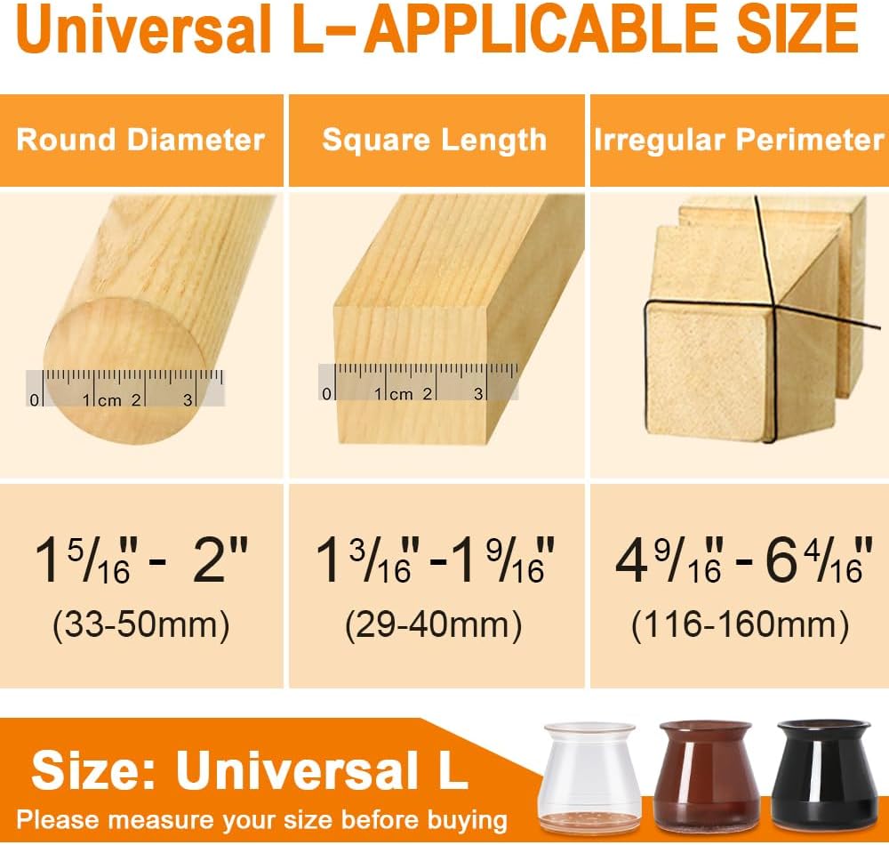 VIUME 24 Pcs Chair Leg Floor Protectors – Silicone Felt Furniture Pads for Hardwood Floors, Non-Slip Covers Reduce Noise & Prevent Scratches (Fits 1.3"-2", Clear)
