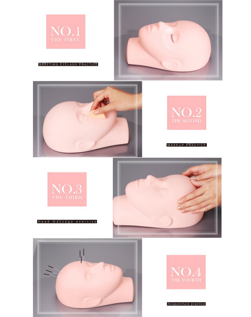 Yephets Pro Training Mannequin – Flat Head Practice Make-up & Eyelash Extensions Cosmetology Manikin Doll Face