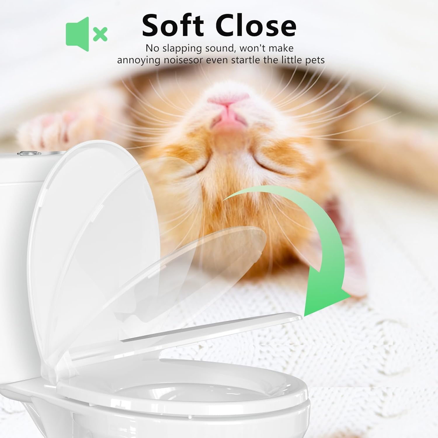 Soft Close Round Toilet Seat 16.5" – Slow Close, No Slam Lid with Quick Release, Ergonomic Design, Easy to Clean