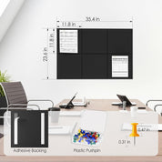 MaxGear Large Cork Board for Wall – 36" x 24" Black Bulletin Board, 6-Pack Felt Wall Tiles with Pushpins – Office Push Pin Board, Tack Board, Felt Board