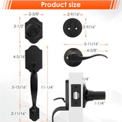 Haidms Matte Black Front Door Handle and Deadbolt Set – Heavy Duty Entry Lockset with Reversible Lever – Single Cylinder Lock – Modern Exterior Door Hardware