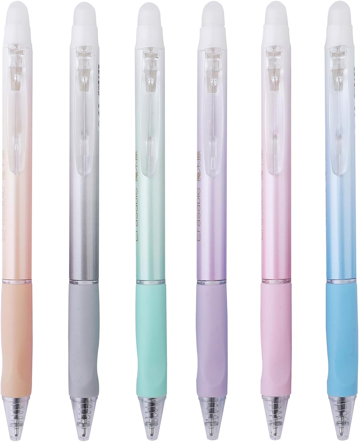 Edufun Erasable Gel Pens – 6 Pack, Black Ink, 0.5mm Fine Point with Clear Eraser, Smooth Writing for Notes, Planners & Puzzles