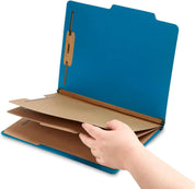 Blue Summit Supplies Dark Blue Classification Folders – Letter Size with 3 Dividers & 2-Inch Tyvek Expansion – Medical/Client File Organizer, Lease Folder – 10-Pack