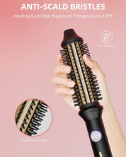 Avvnee Thermal Brush Curling Iron – 1.26" Heated Round Brush for Long Hair – 10 Temp Settings, 30s Fast Heat, Anti-Scald Design