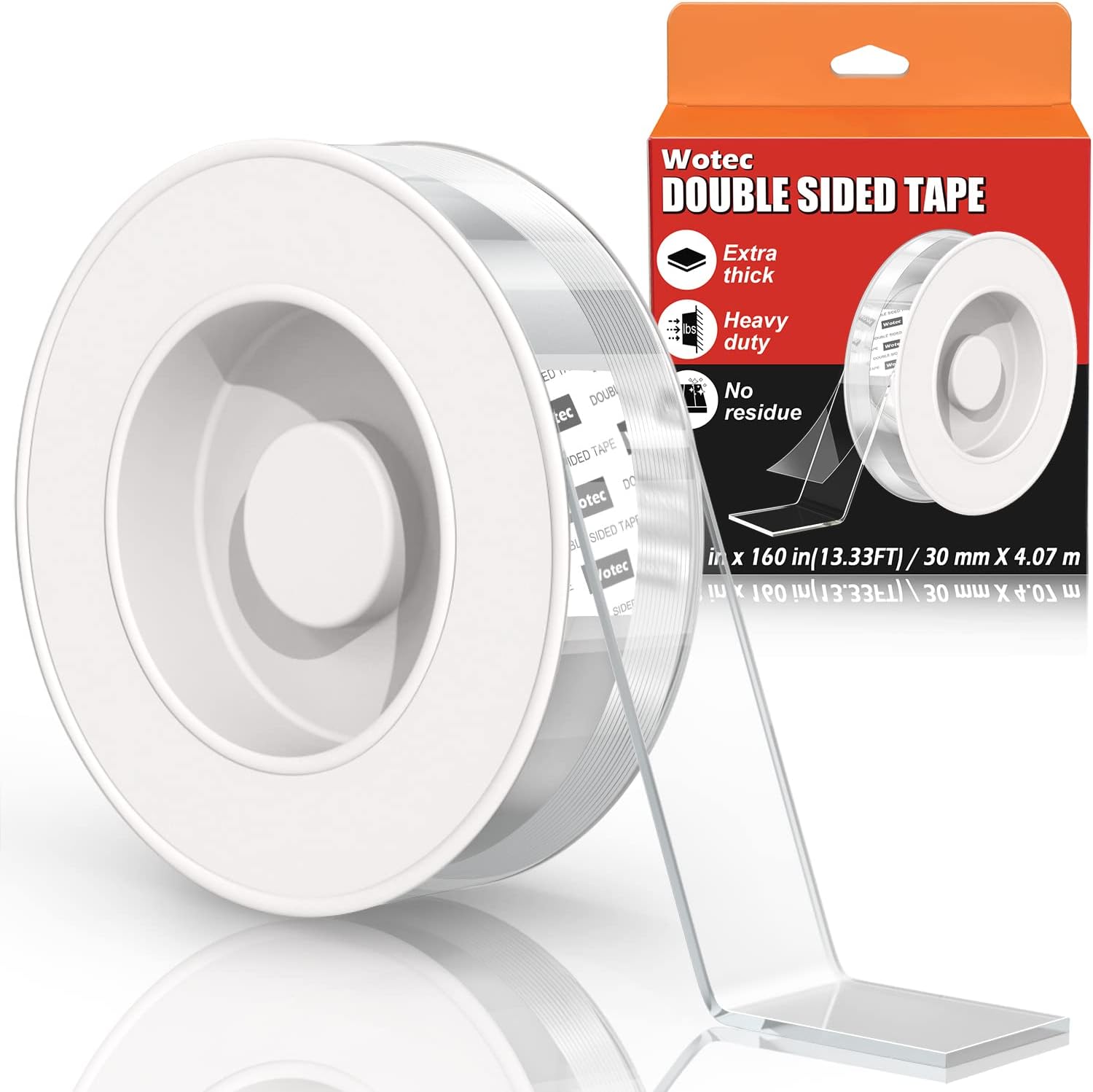 Wotec Extra Large Double-Sided Heavy Duty Removable Nano Tape – Clear Acrylic Mounting Tape, 1.18" x 160