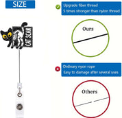 Ekrecion Cat Scan Black Glitter Retractable Badge Reel – Funny Cat ID Clip for Nurses, Office Workers, and Cat Lovers