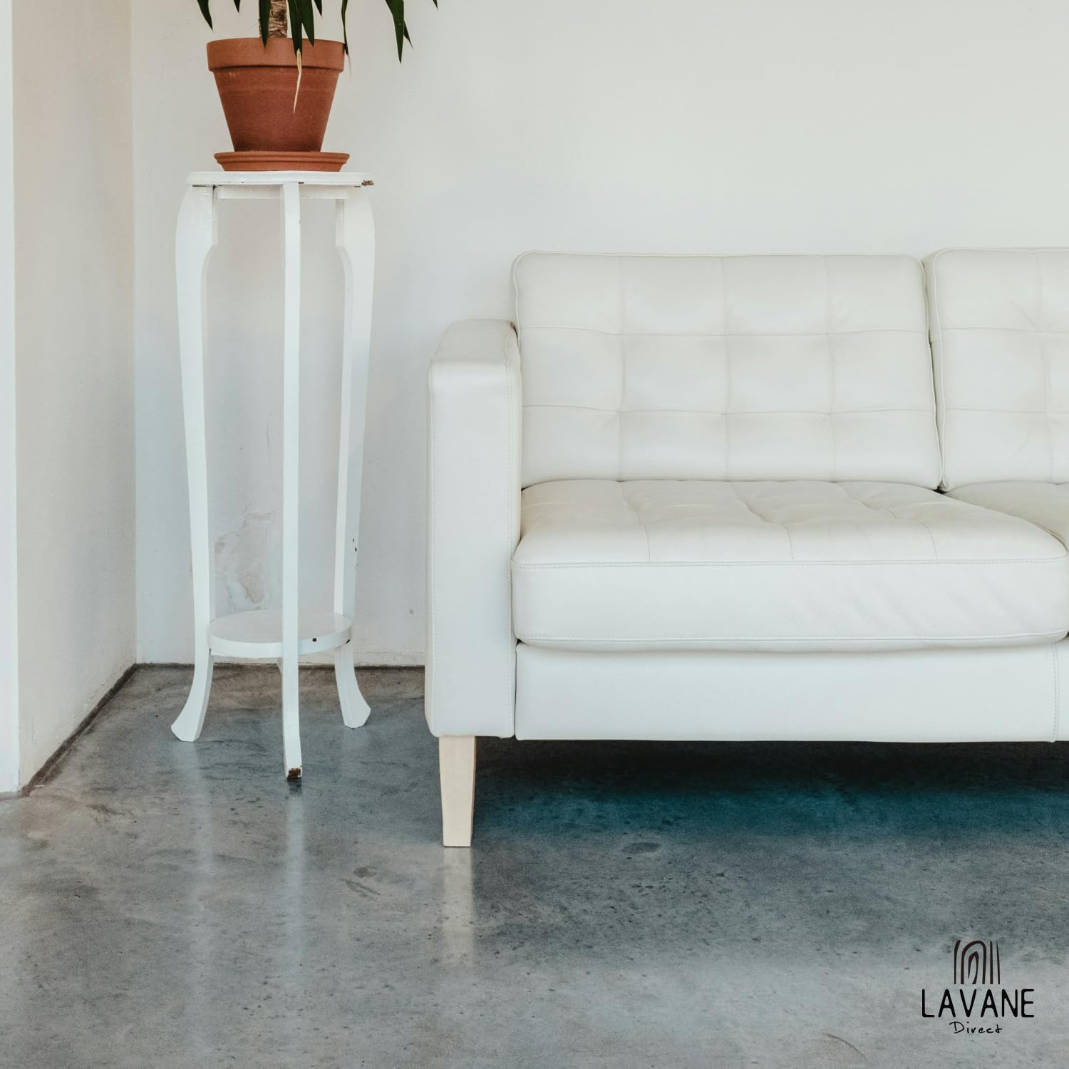 6-Inch Wooden Furniture Legs – Set of 4 – Solid Wood Square Bun Feet – White Mid-Century Modern Style