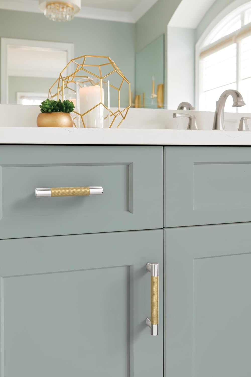 Amerock Esquire 5-1/16" (128mm) Cabinet Pull – Polished Nickel/Champagne Bronze – Pack of 6