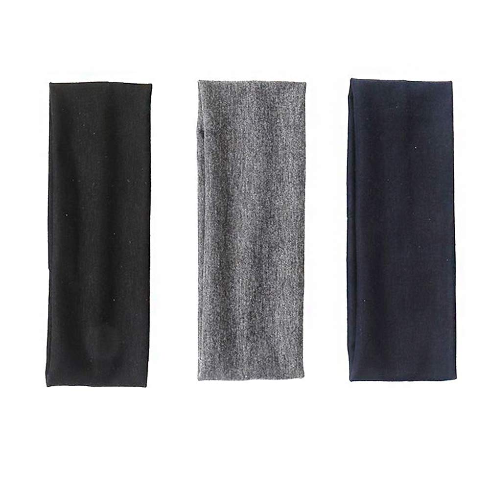 DERAYEE 6-Pack Black & Multicolor Stretch Headbands – Non-Slip Elastic Cotton Hair Bands for Women, Men & Girls